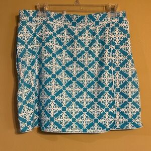 Lulu-B Blue and White Patterned‎ Pencil Skirt